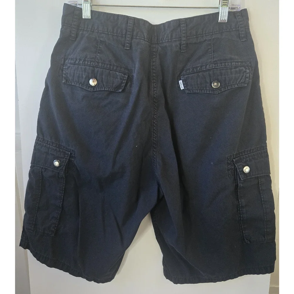 Levi Strauss &‎ Co Shorts Mens 30 Black Cargo Multi Pocket Workwear Cotton Faded